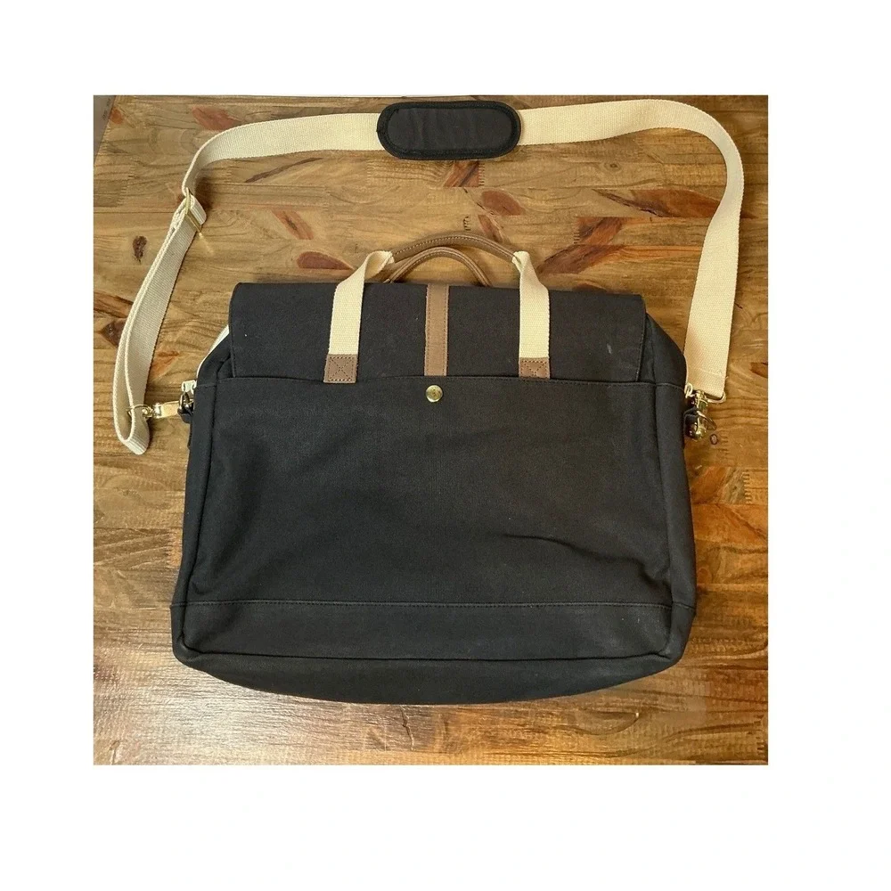 Esperos Baldwin Porter Messenger Bag Black Canvas Laptop Briefcase Austin Texas